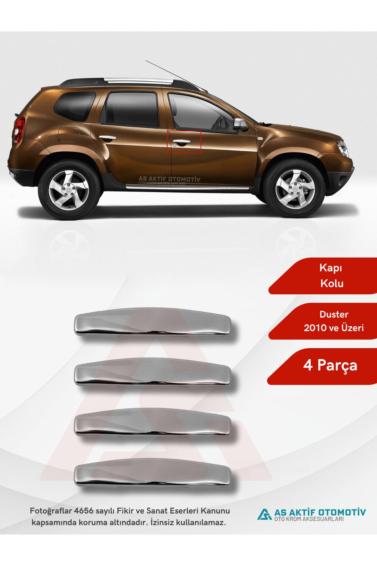 Dacia Duster Suv Kapı Kolu 4 Parça 2010 ve Üzeri Krom Paslanmaz Çelik