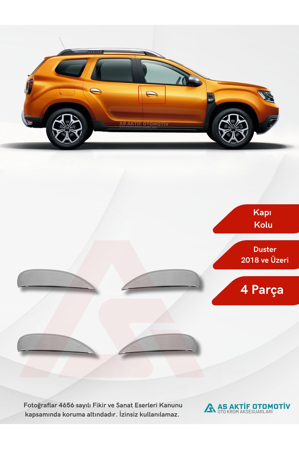 Dacia Duster Suv Kapı Kolu 4 Parça 2018 ve Üzeri Krom Paslanmaz Çelik