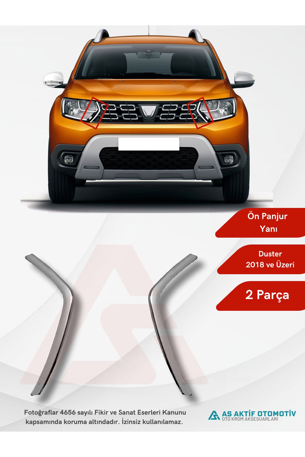 Dacia Duster Suv Ön Panjur Yanları 2 Parça 2018 ve Üzeri Krom Paslanmaz Çelik