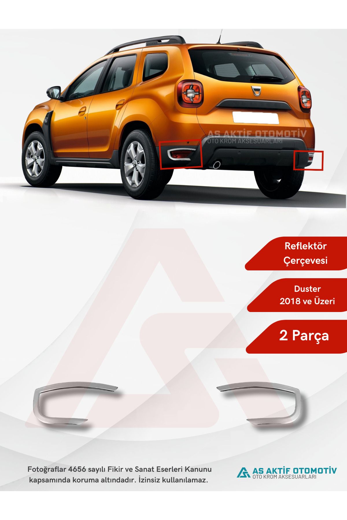 Dacia Duster Suv Reflektör Çerçevesi 2 Parça 2018 ve Üzeri Krom Paslanmaz Çelik