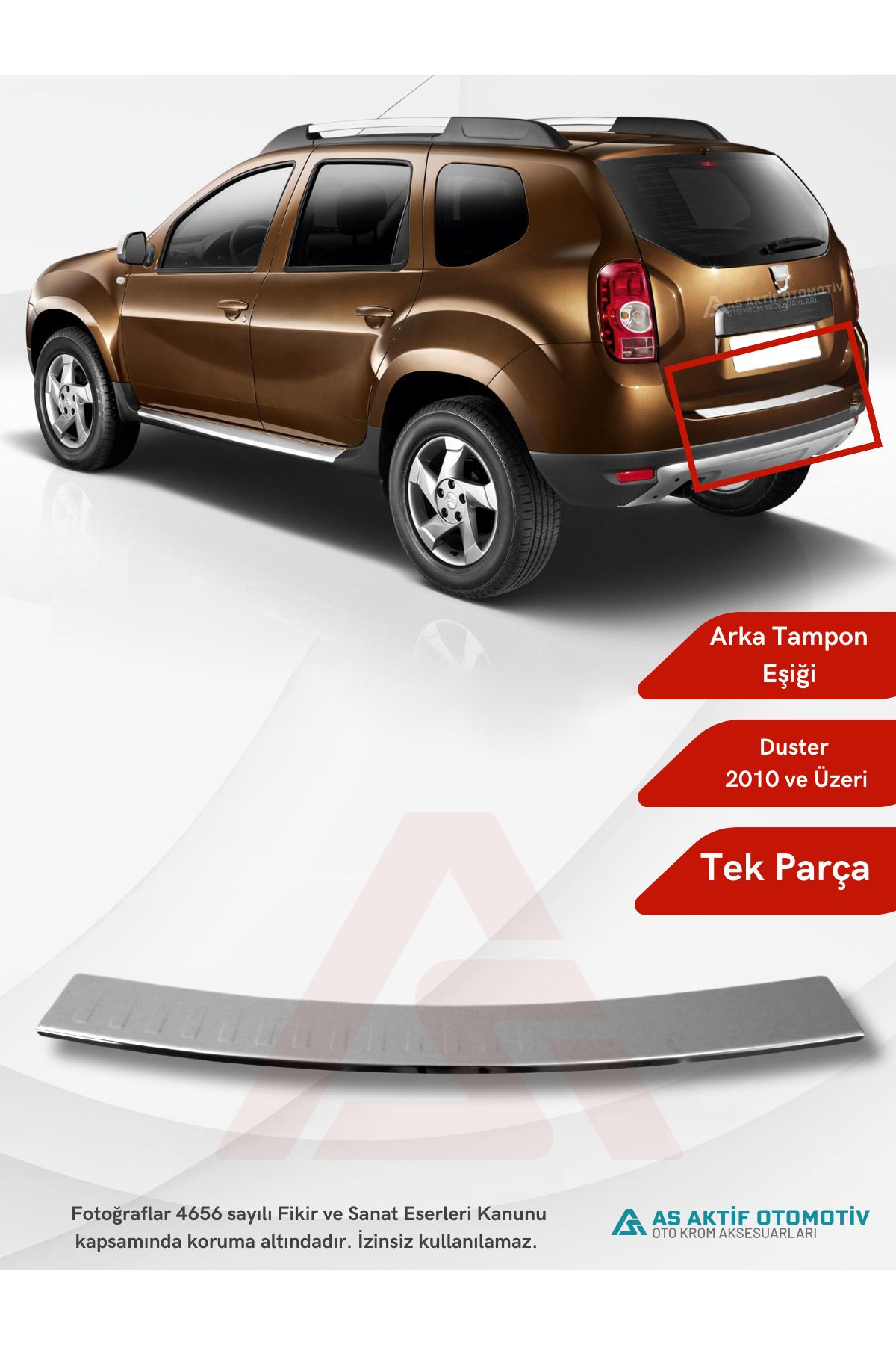 Dacia Duster Suv Arka Tampon Eşiği 2010 ve Üzeri Krom Paslanmaz Çelik