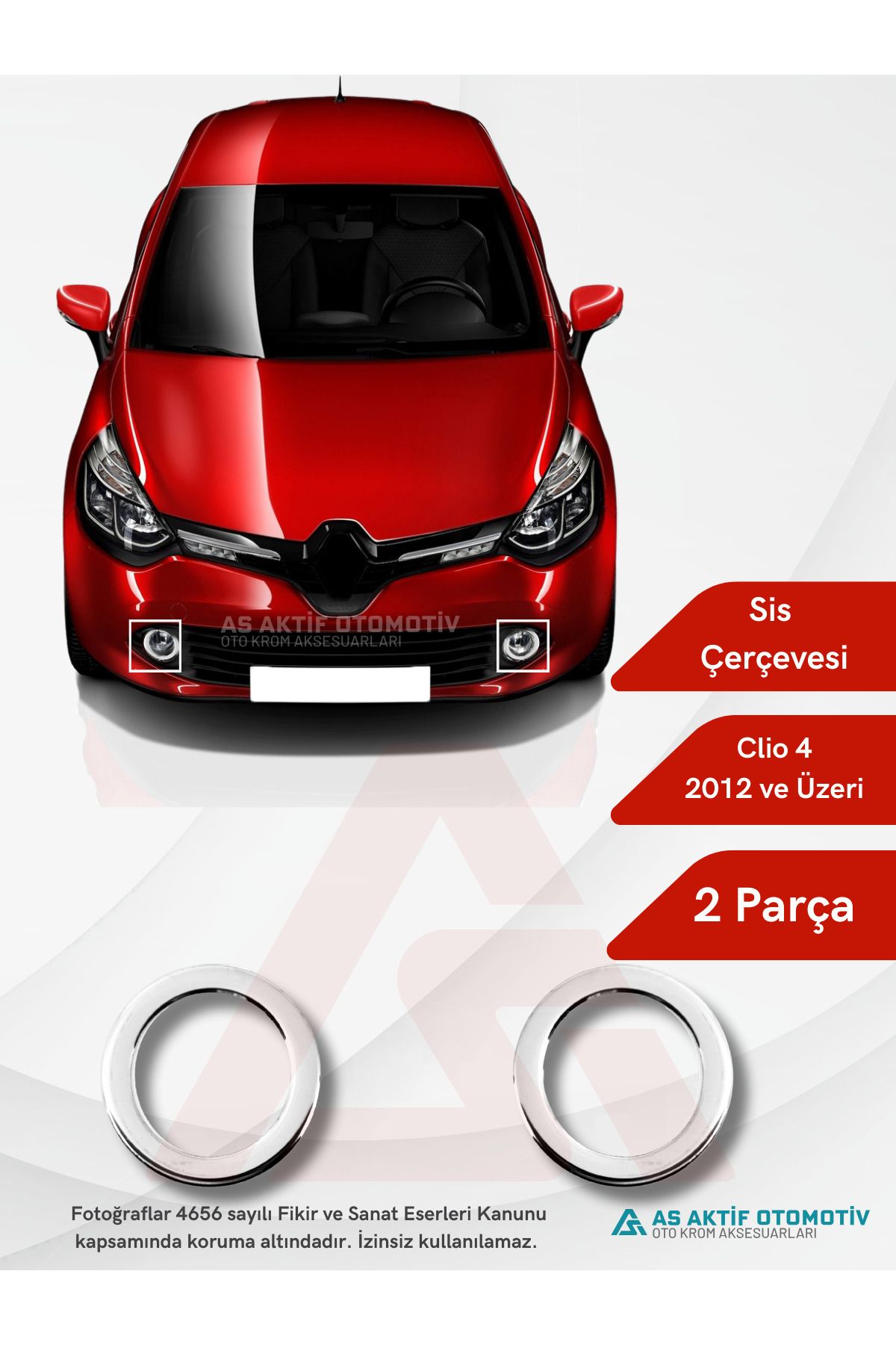Renault Clio 4 HB 5D/SW Sis Çerçevesi 2 Parça 2012 ve Üzeri Krom Paslanmaz Çelik
