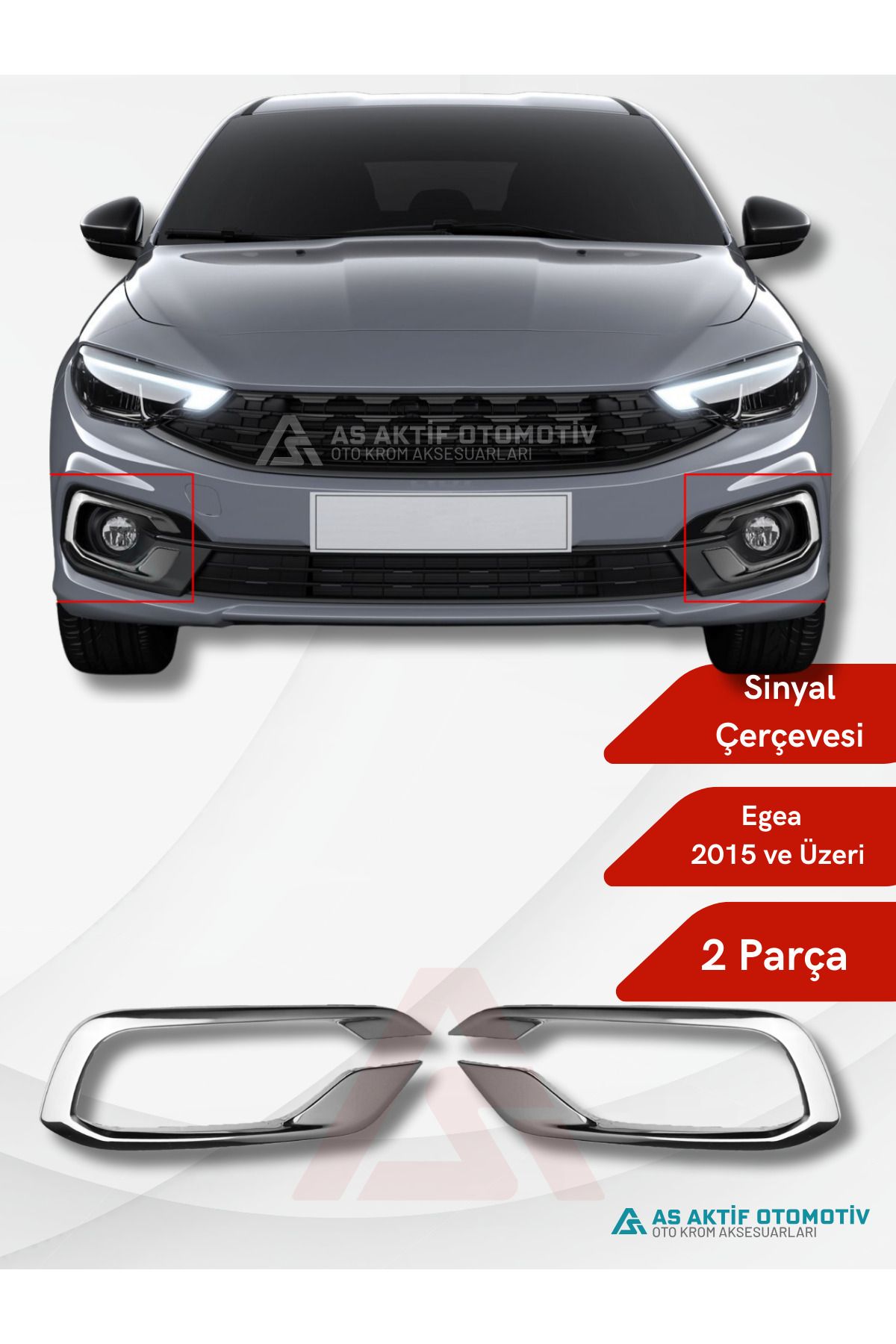 Fiat Egea 2 SB/HB/SW Sis Çerçevesi- Büyük 2 Parça 2020 ve Üzeri Krom Paslanmaz Çelik