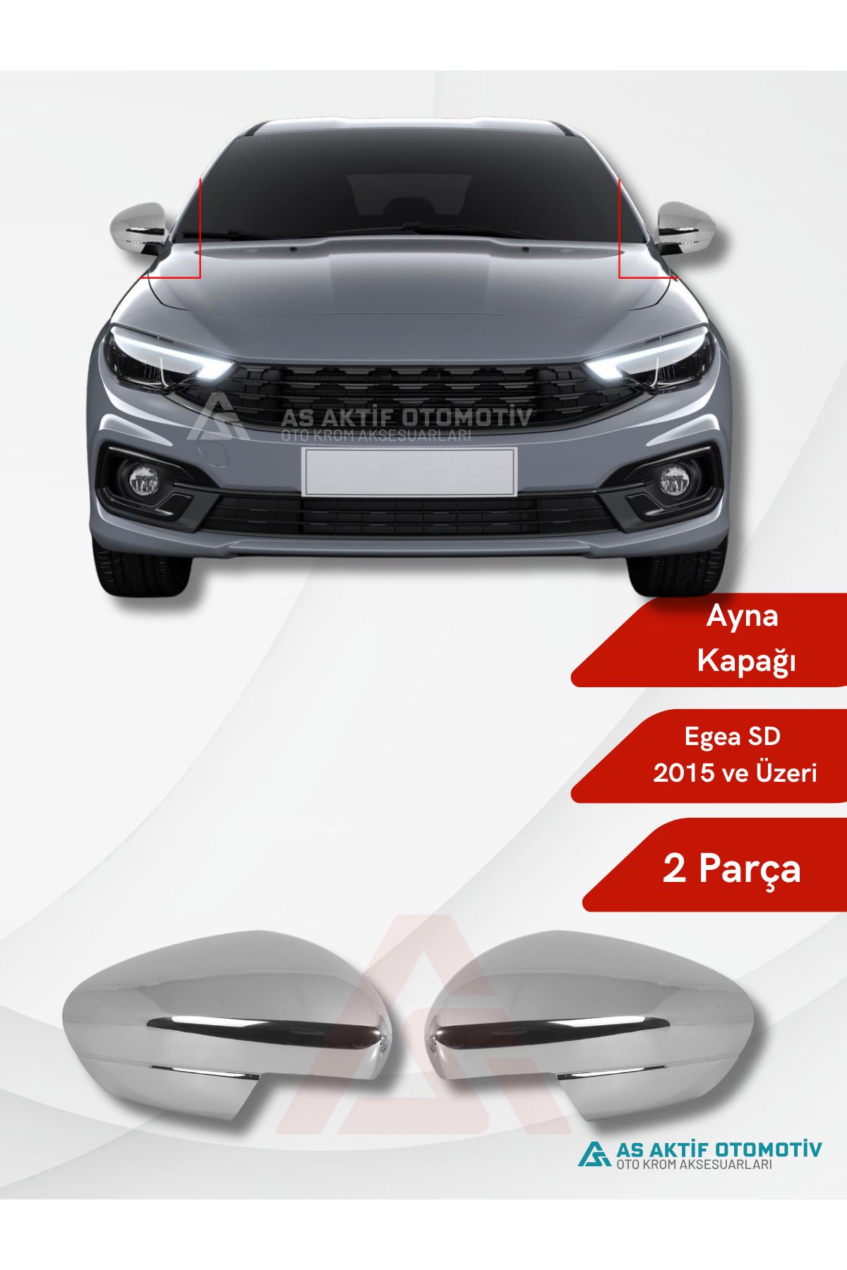 Fiat Egea SD/HB/SW Ayna Kapağı 2 Parça 2015 ve Üzeri Krom Paslanmaz Çelik