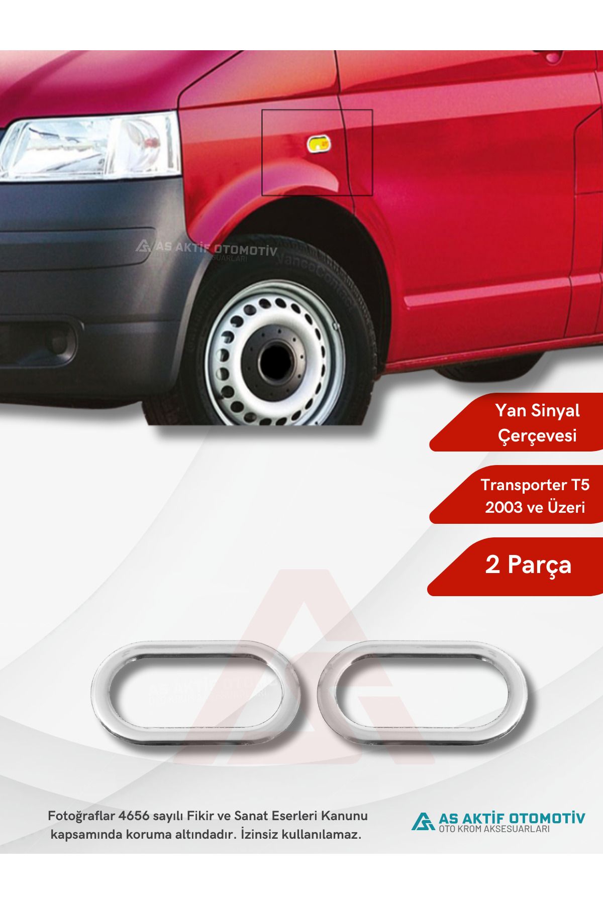 Volkswagen Transporter T5 Van Sinyal Çerçevesi 2 Parça 2003 ve Üzeri Krom Paslanmaz Çelik