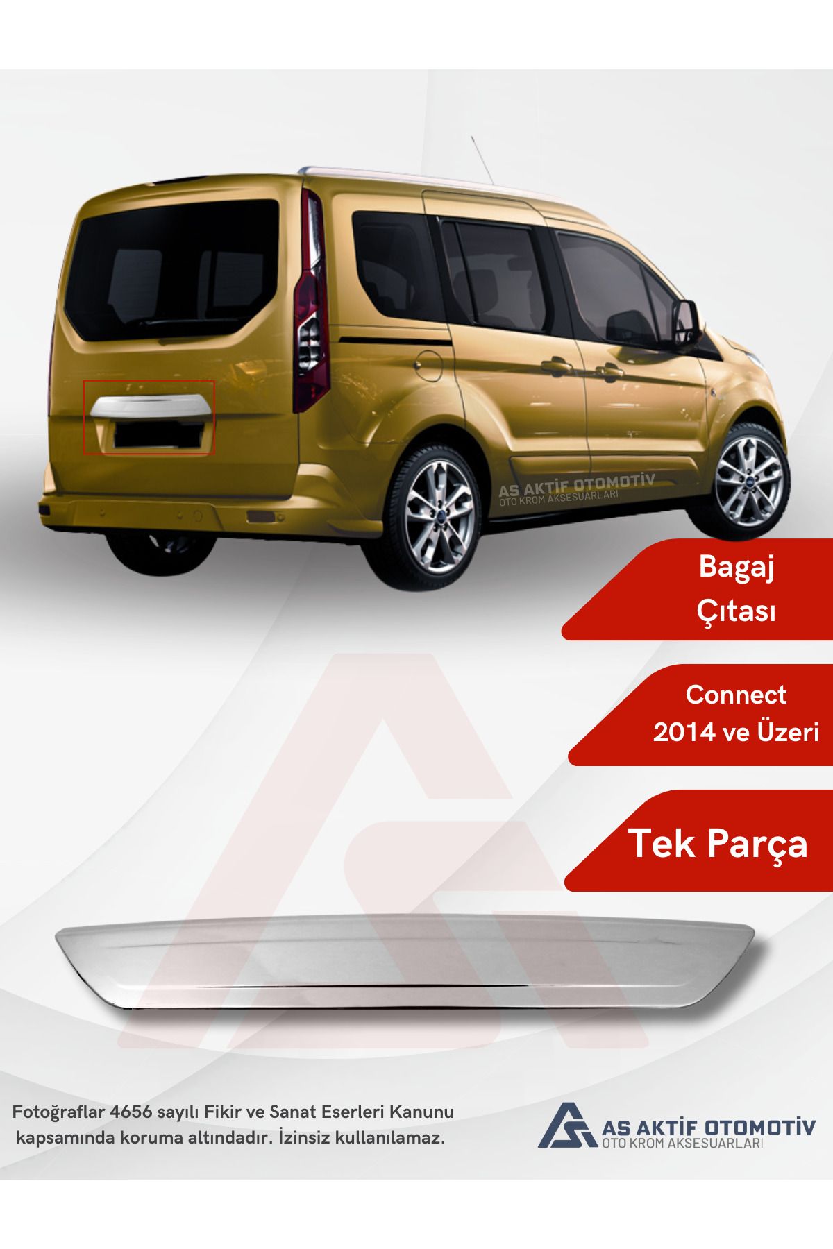 Ford Connect Panel Van/Lav Bagaj Çıtası 2014 ve Üzeri Krom Paslanmaz Çelik