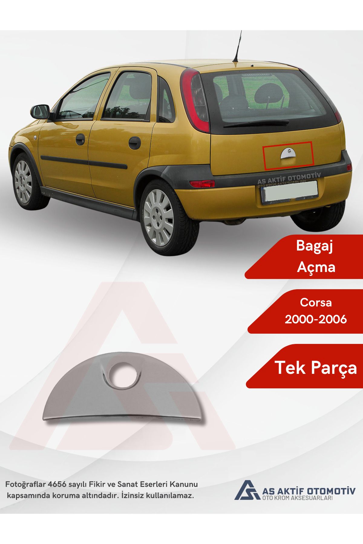 Opel Corsa C HB 5D Bagaj Açma 2000-2006 Krom Paslanmaz Çelik