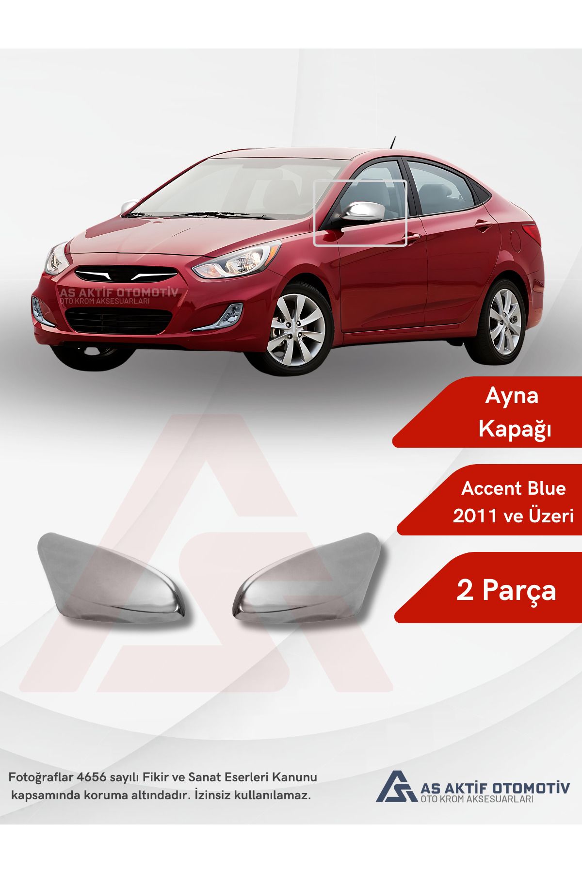 Hyundai Accent Blue SD Ayna Kapağı 2 Parça 2011 ve Üzeri Krom Paslanmaz Çelik