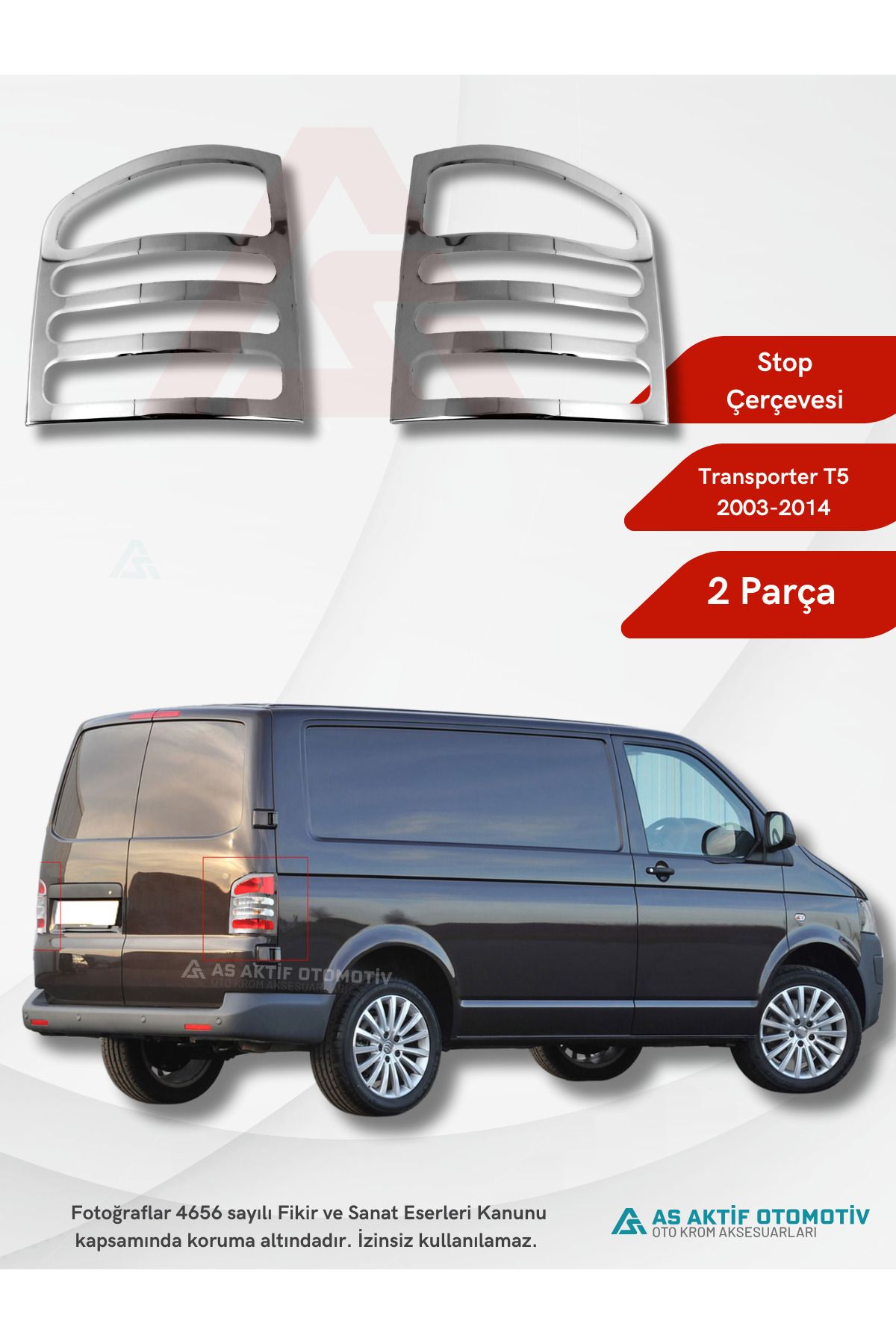Volkswagen Transporter T5 Van Stop Çerçevesi 2 Parça 2003-2014 Krom Paslanmaz Çelik