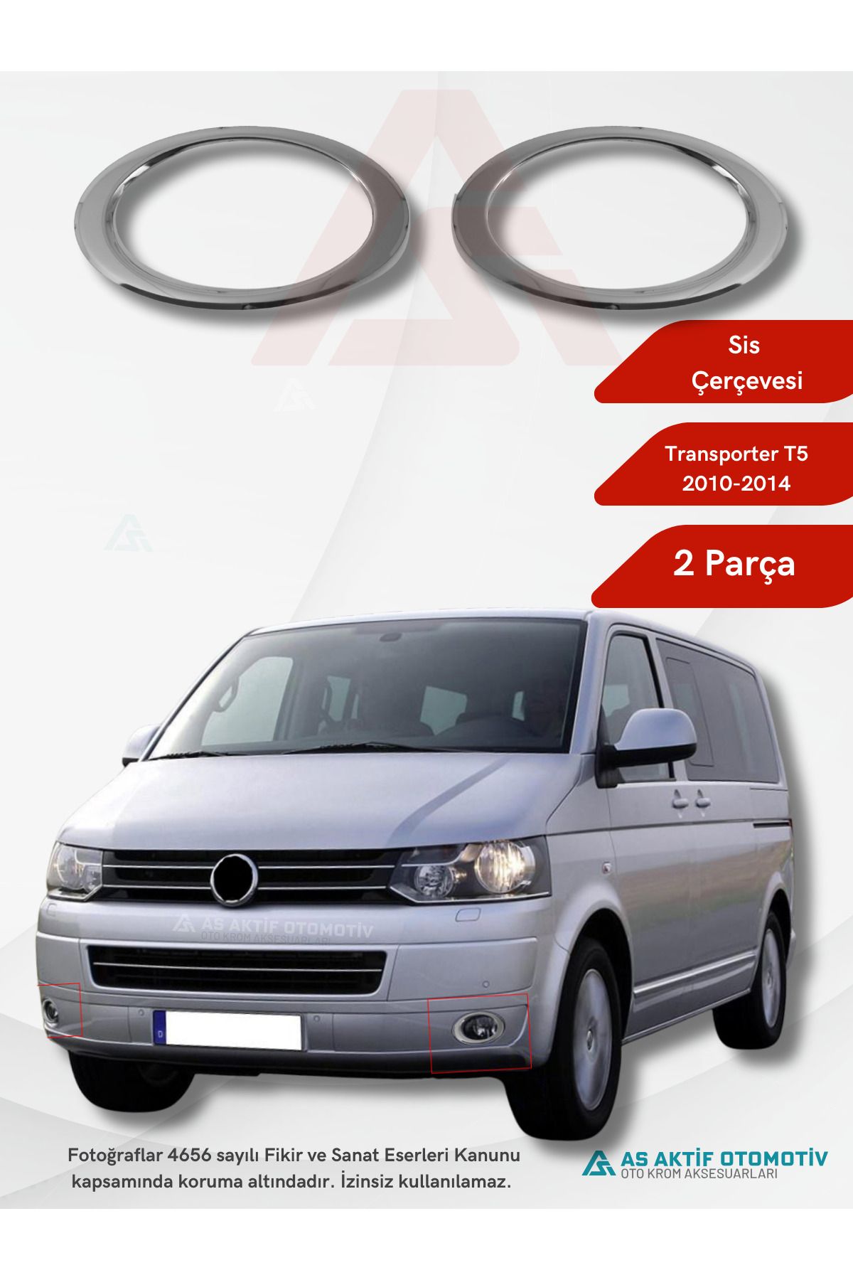 Volkswagen Transporter T5 Van Sis Çerçevesi 2 Parça 2010-2014 Krom Paslanmaz Çelik