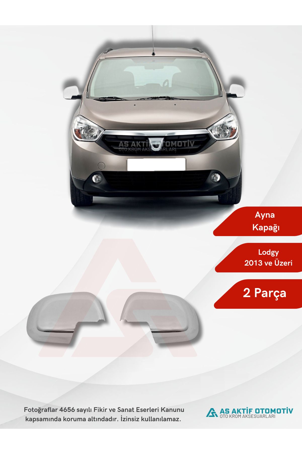 Dacia Lodgy Mpv Ayna Kapağı 2 Parça 2013 ve Üzeri Krom Paslanmaz Çelik