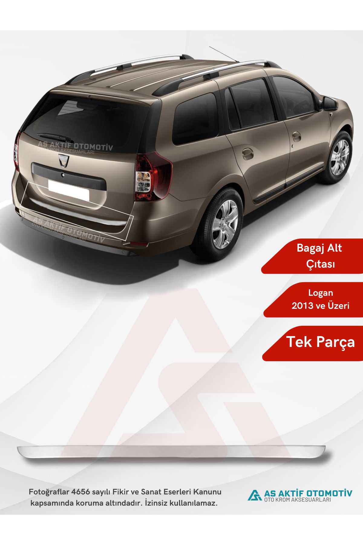 Dacia Logan Mcv SW Bagaj Alt Çıtası 2013 ve Üzeri Krom Paslanmaz Çelik