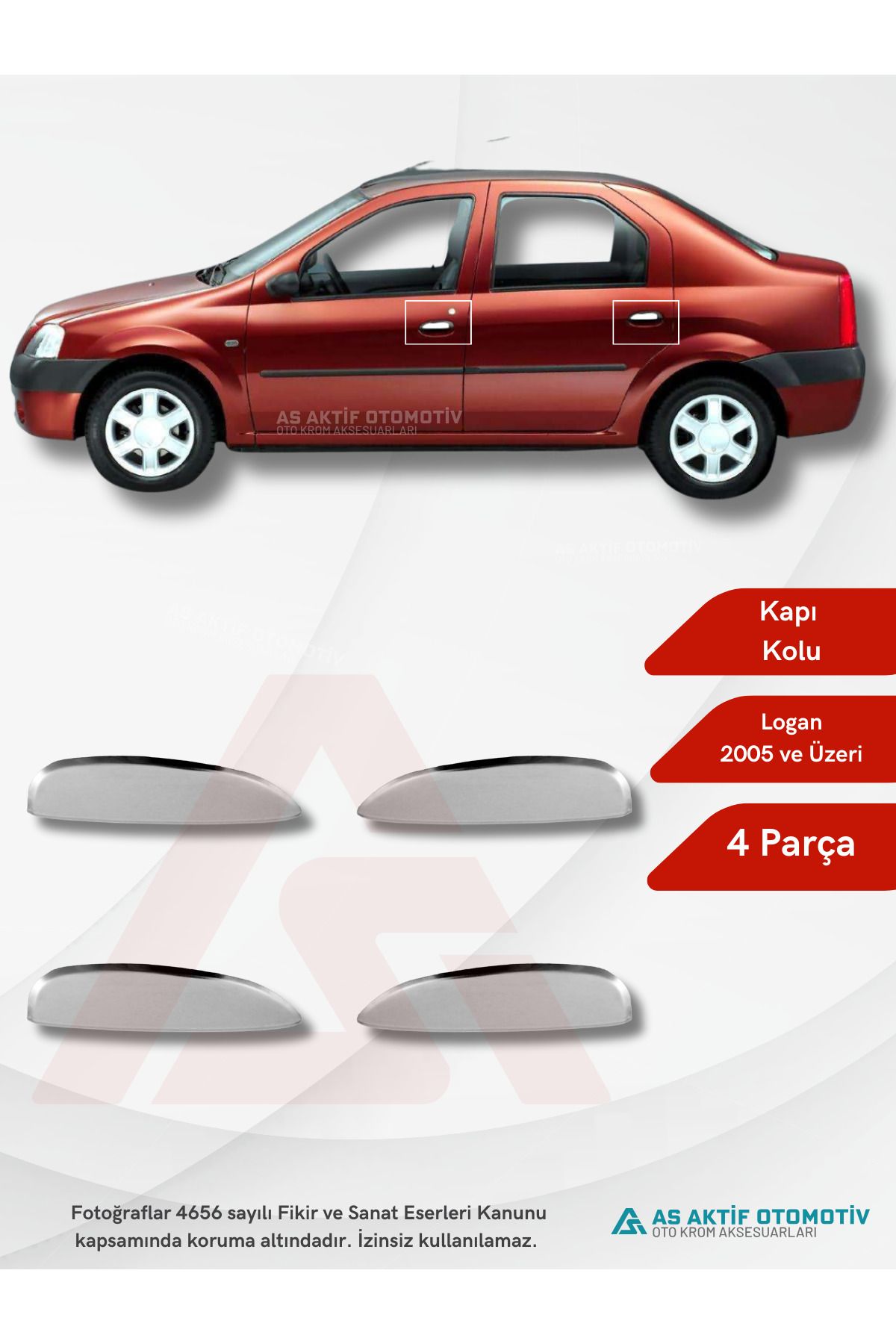 Dacia Logan SD Kapı Kolu 4 Parça 2005 ve Üzeri Krom Paslanmaz Çelik