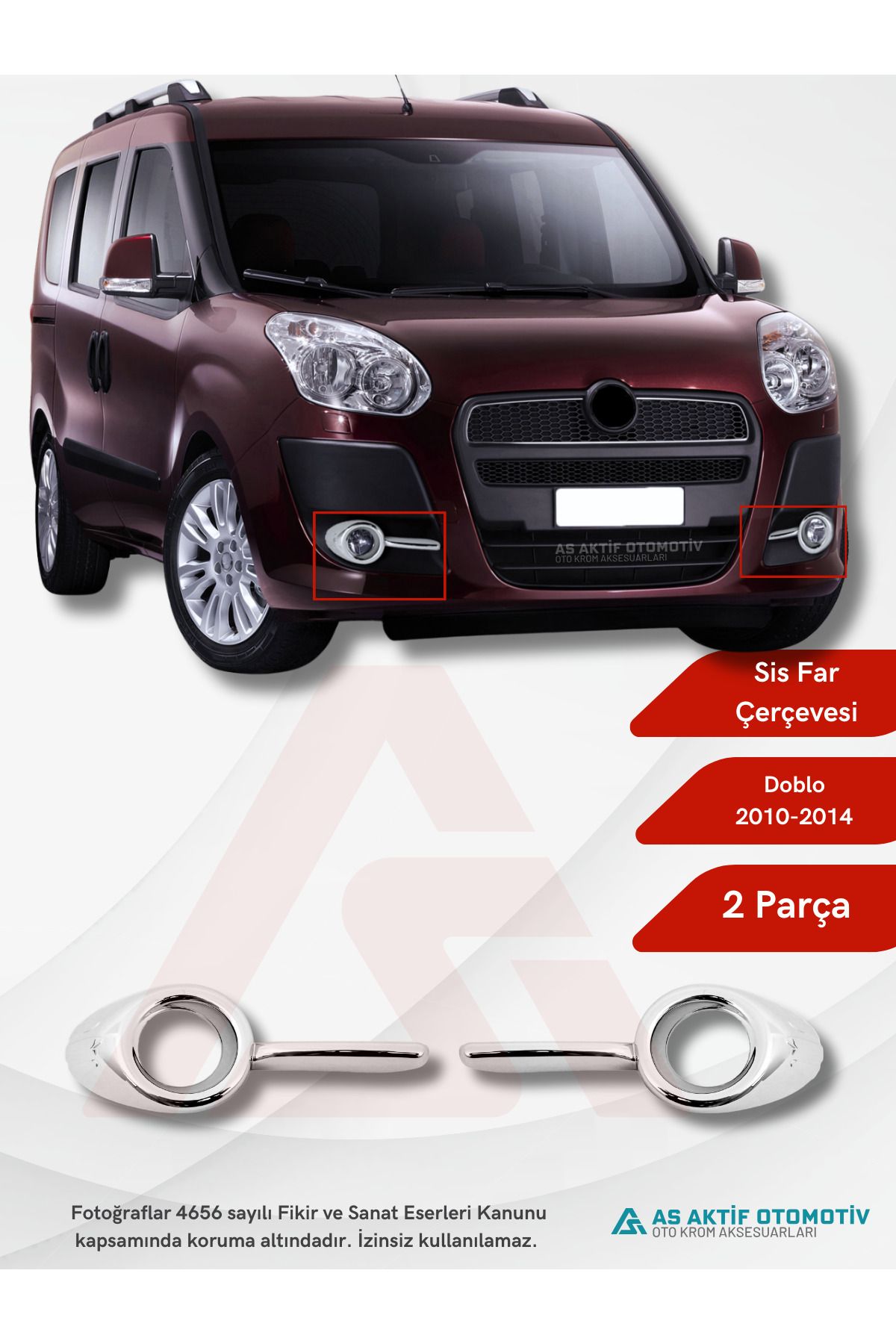 Fiat Doblo-2 Panel Van/Lav Sis Farı Çerçevesi 2 Parça 2010-2014 Abs Krom