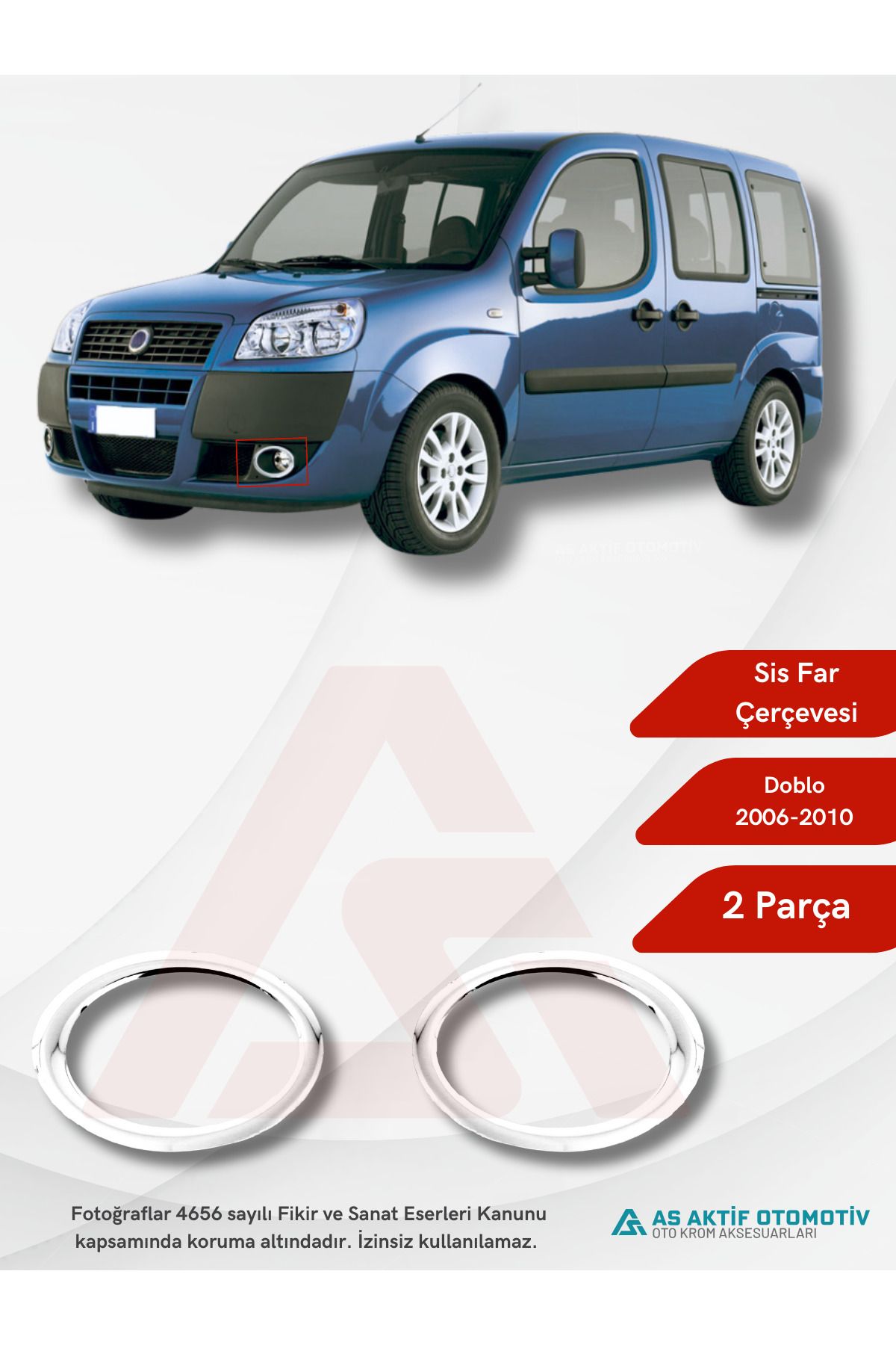 Fiat Doblo I Facelift Sis Far Çerçevesi 2 Parça 2006-2010 Krom Paslanmaz Çelik