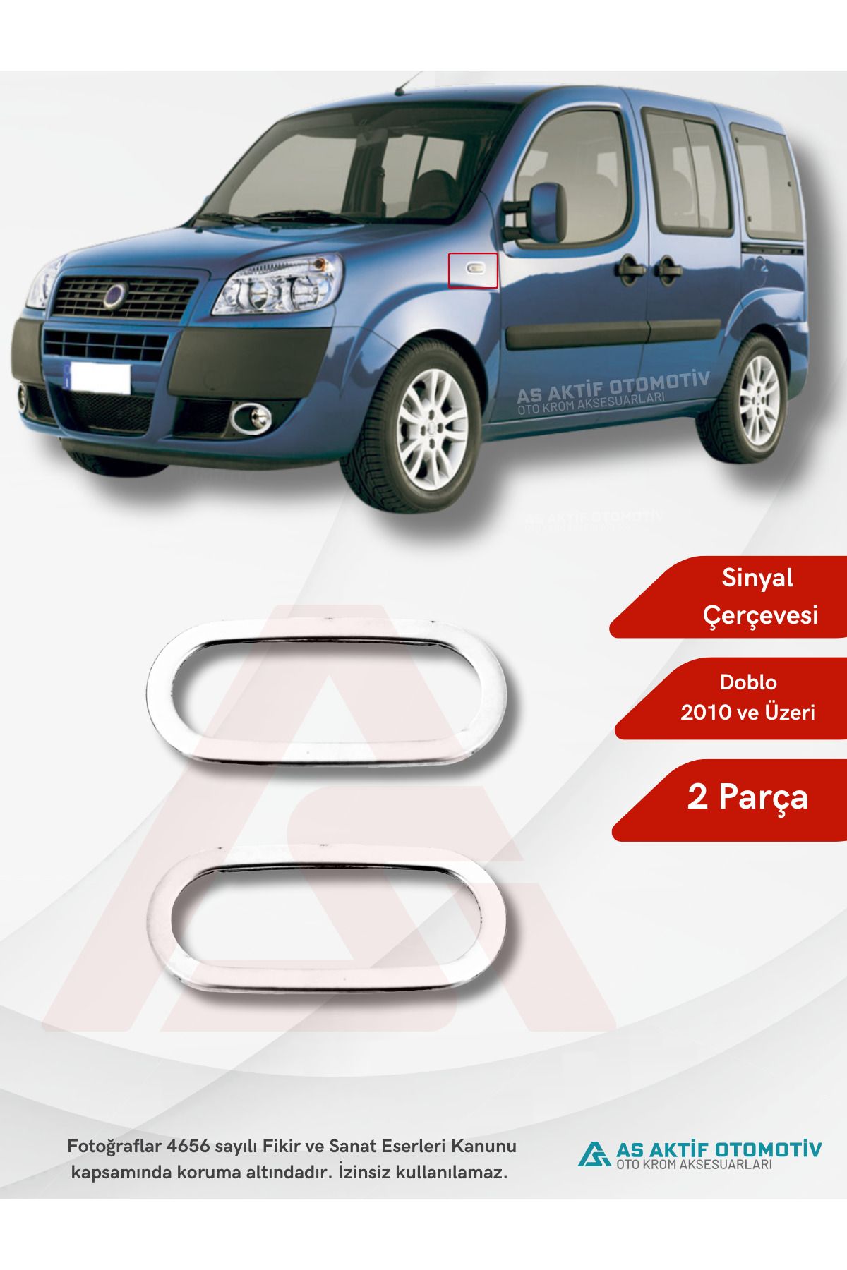 Fiat Doblo-2 Panel Van/Lav Sinyal Çerçevesi 2 Parça 2010 ve Üzeri Krom Paslanmaz Çelik