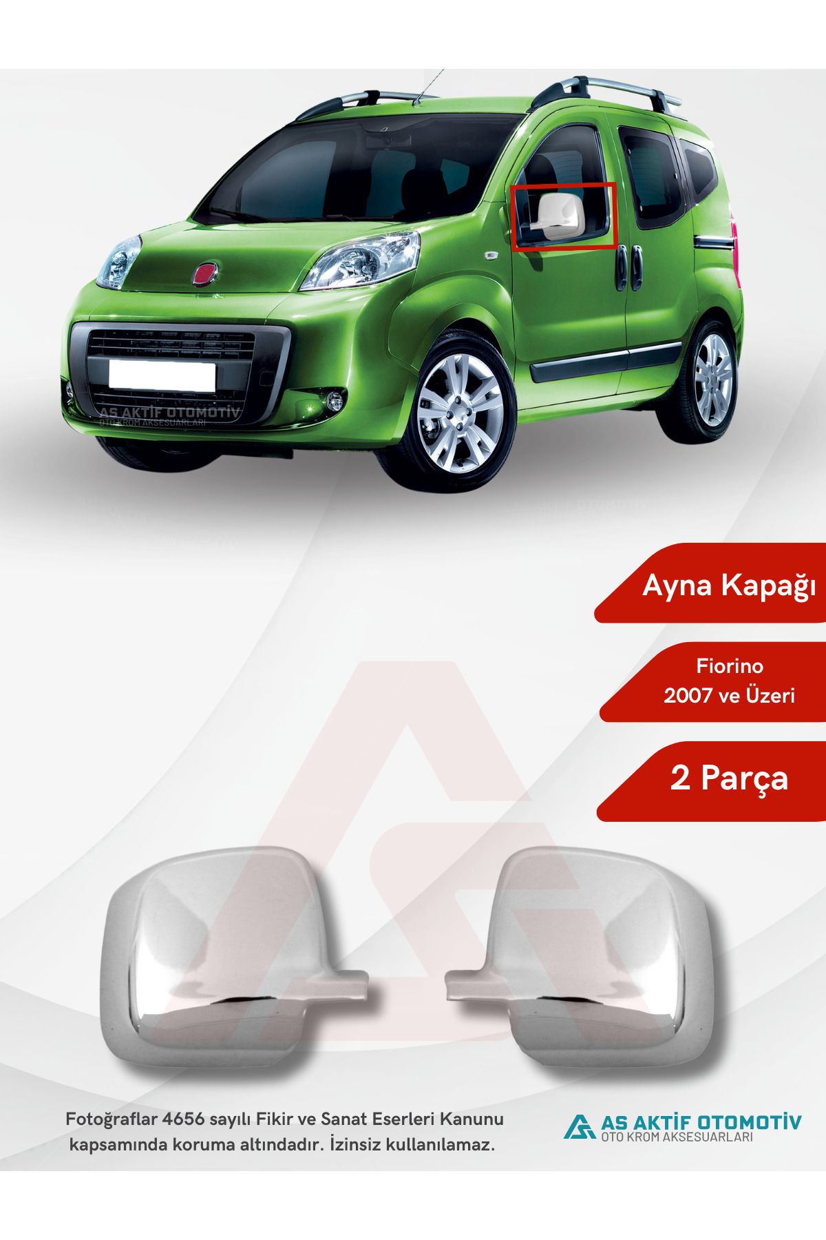 Fiat Fiorino Mini Van/Mpv Ayna Kapağı 2 Parça 2007 ve Üzeri Abs Krom