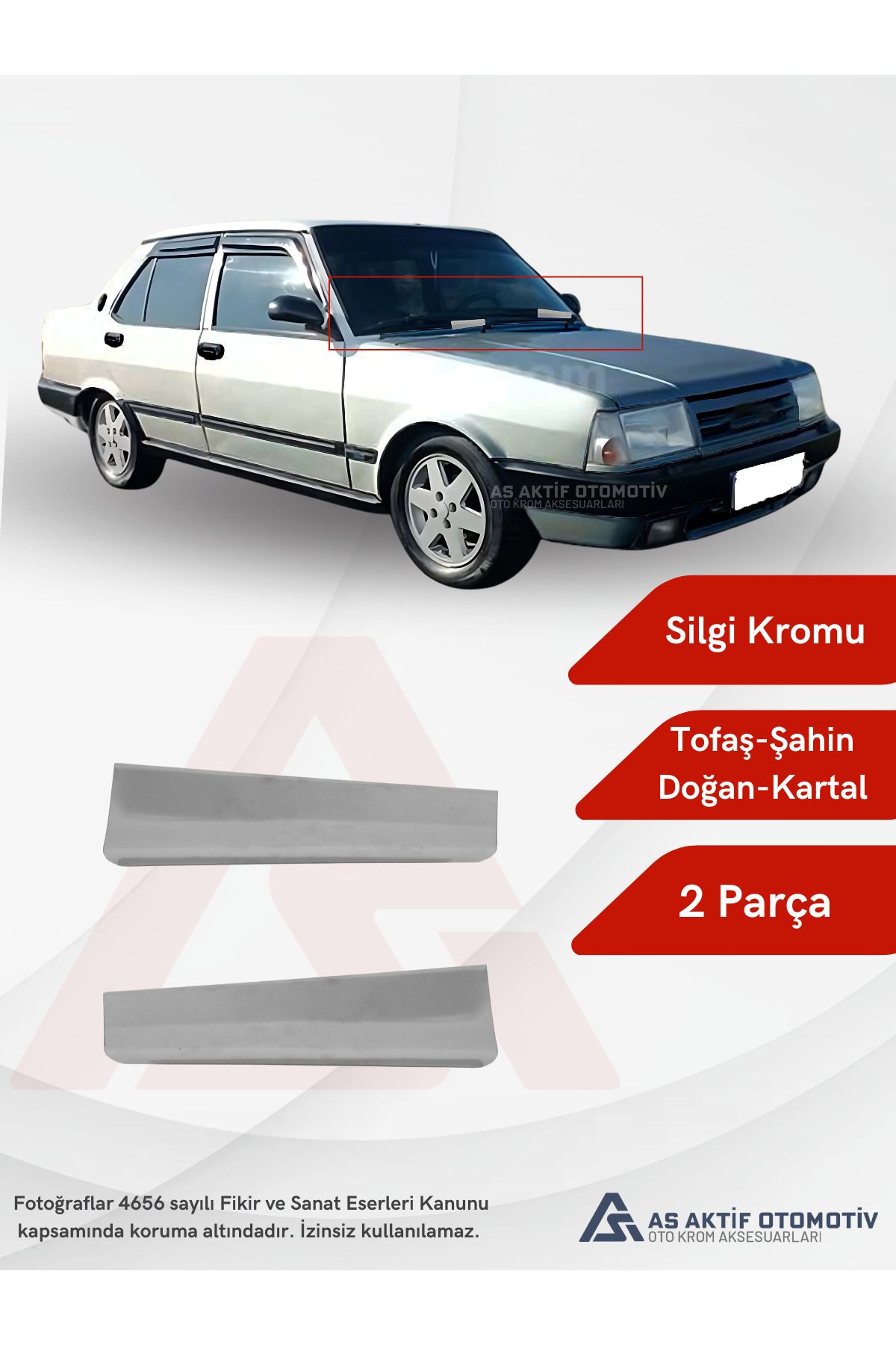 Fiat Tofaş Şahin-Doğan-Kartal Cam Silgi Kromu 2 Parça Tüm Model Yıllarına Uygun Krom Paslanmaz Çelik