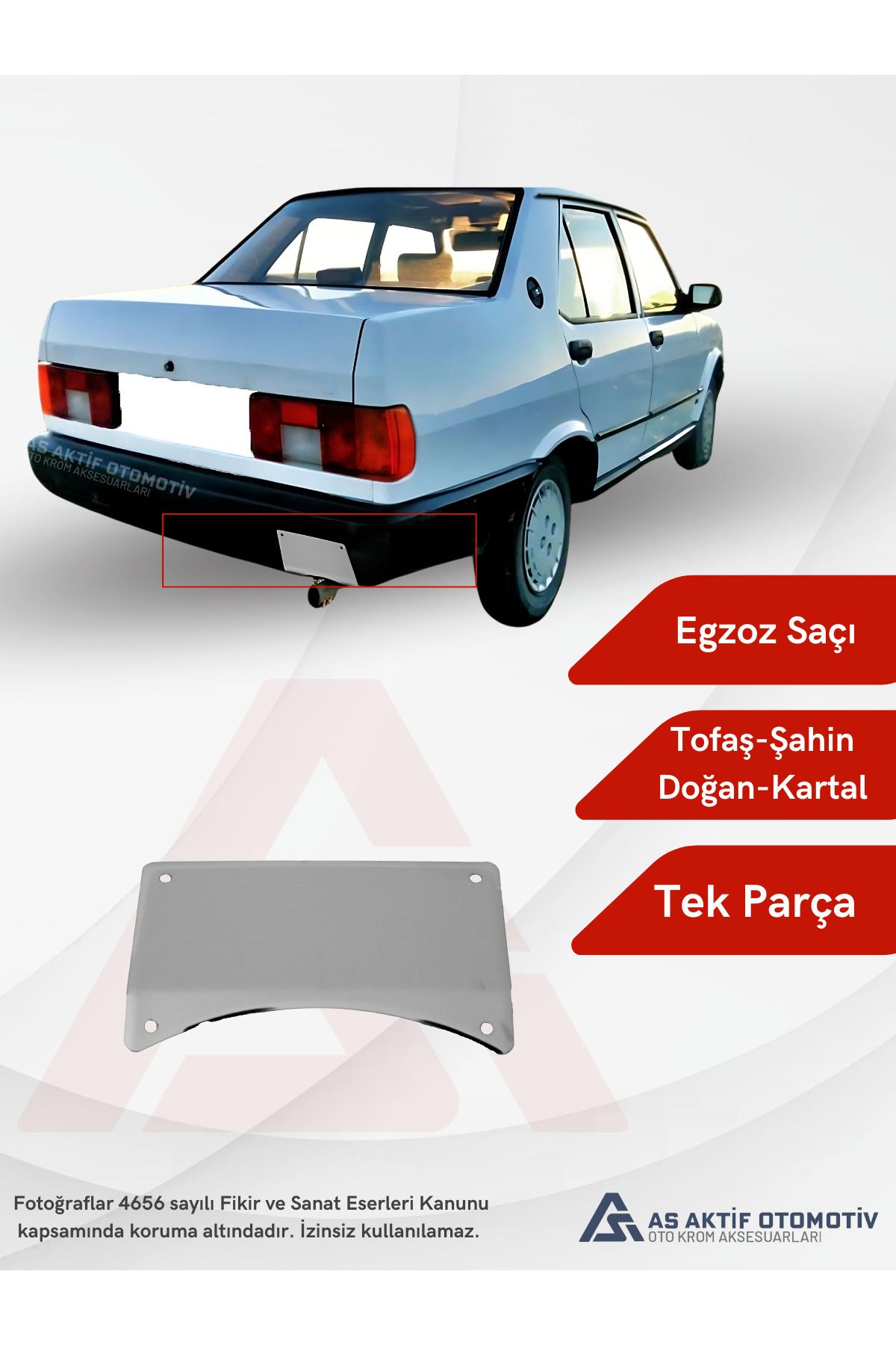 Fiat Tofaş Şahin-Doğan-Kartal Eksoz Sacı Tüm Model Yıllarına Uygun Krom Paslanmaz Çelik