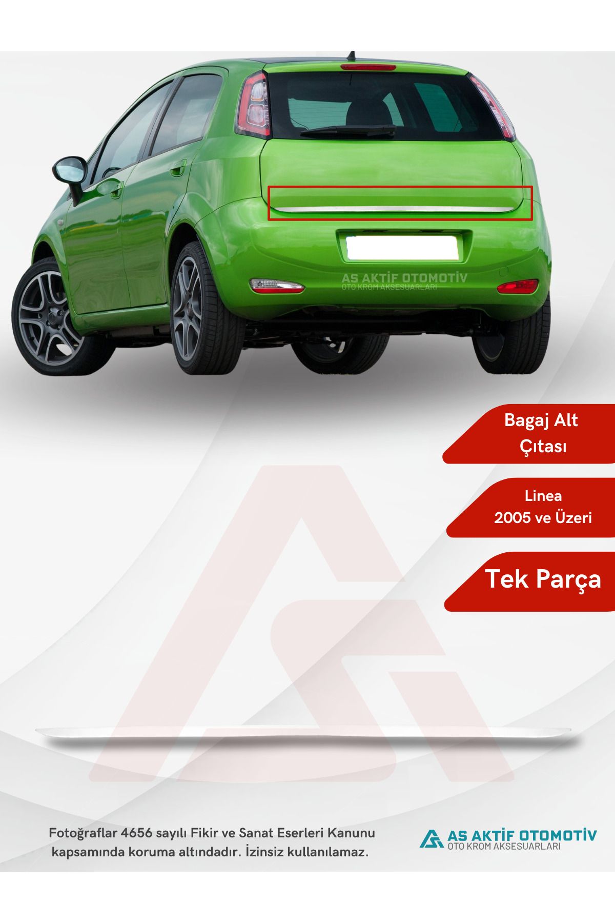 Fiat Grande PuntoHB 5D/3D Bagaj Alt Çıtası 2005 ve Üzeri Krom Paslanmaz Çelik