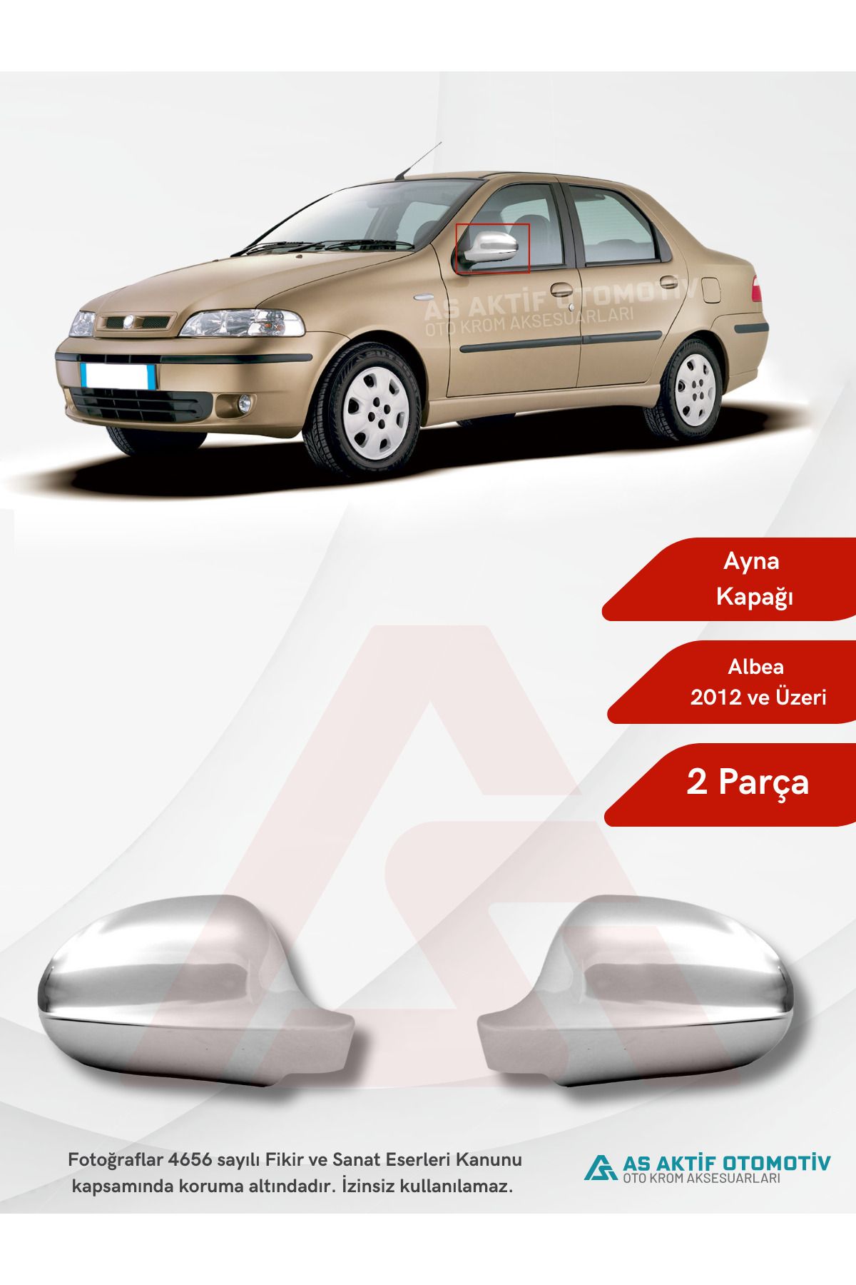 Fiat Albea SD Ayna Kapağı 2 Parça 2012 ve Üzeri Abs Krom