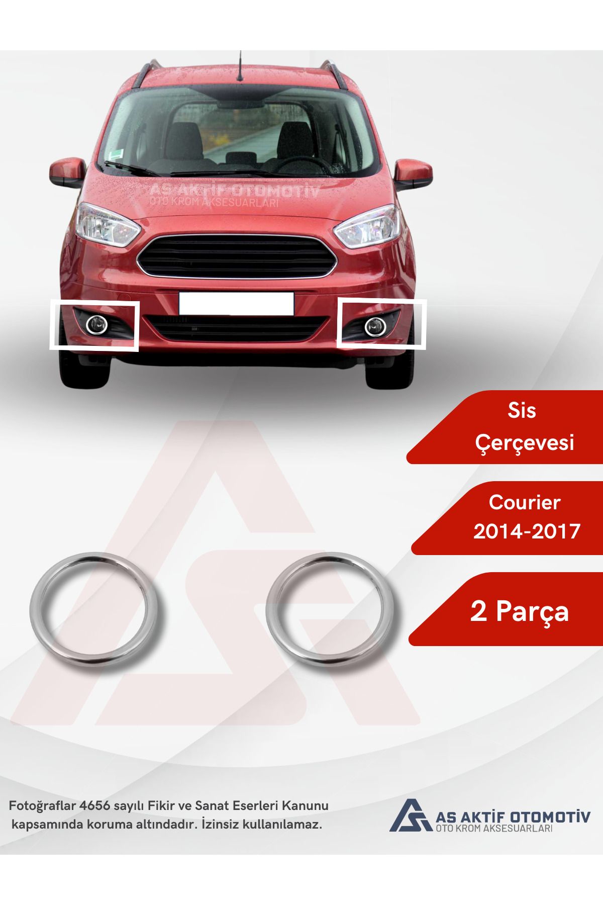 Ford Courier Van Sis Çerçevesi 2 Parça 2014-2017 Krom Paslanmaz Çelik