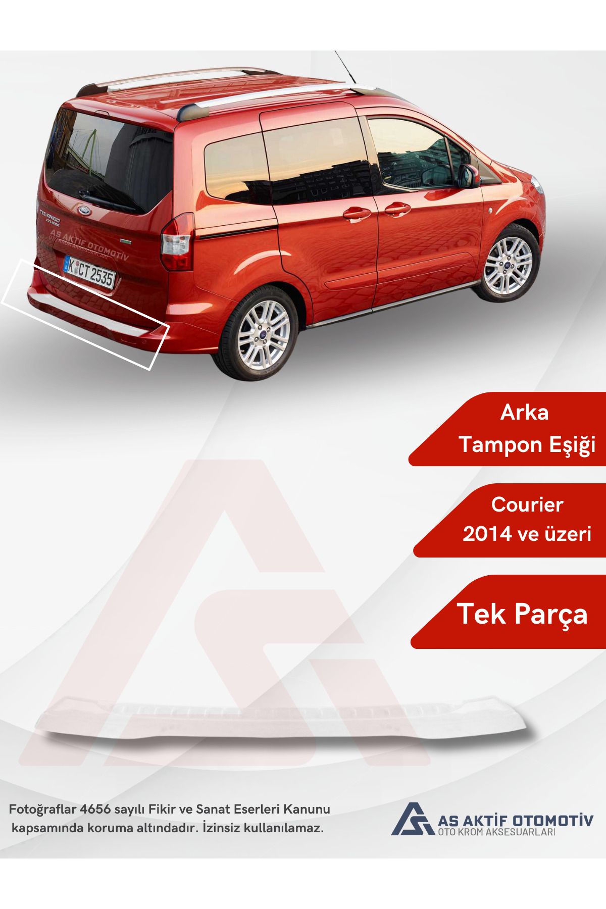 Ford Courier Van Arka Tampon Eşiği 2014 ve Üzeri Krom Paslanmaz Çelik