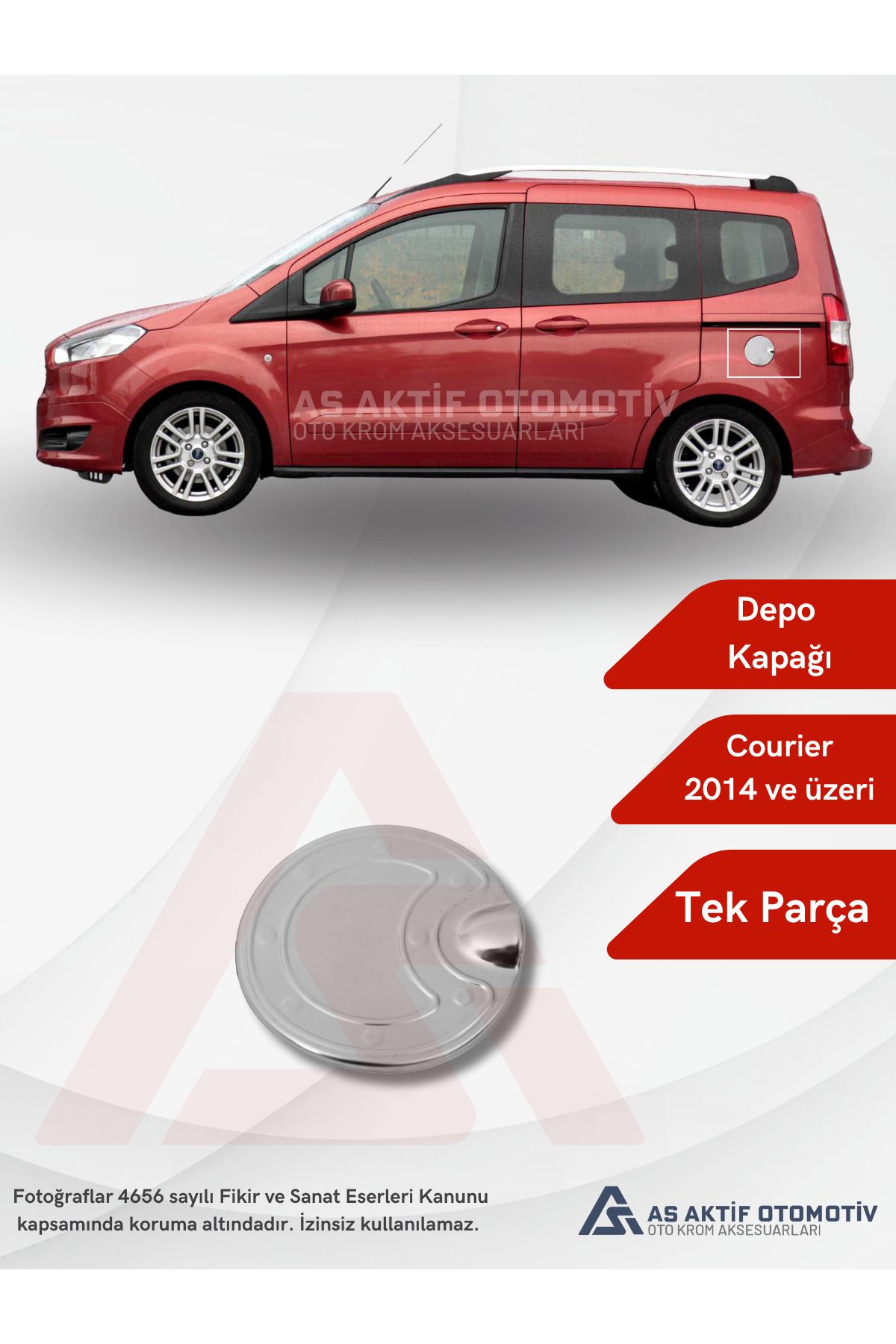 Ford Courier Van Depo Kapağı 2014 ve Üzeri Krom Paslanmaz Çelik