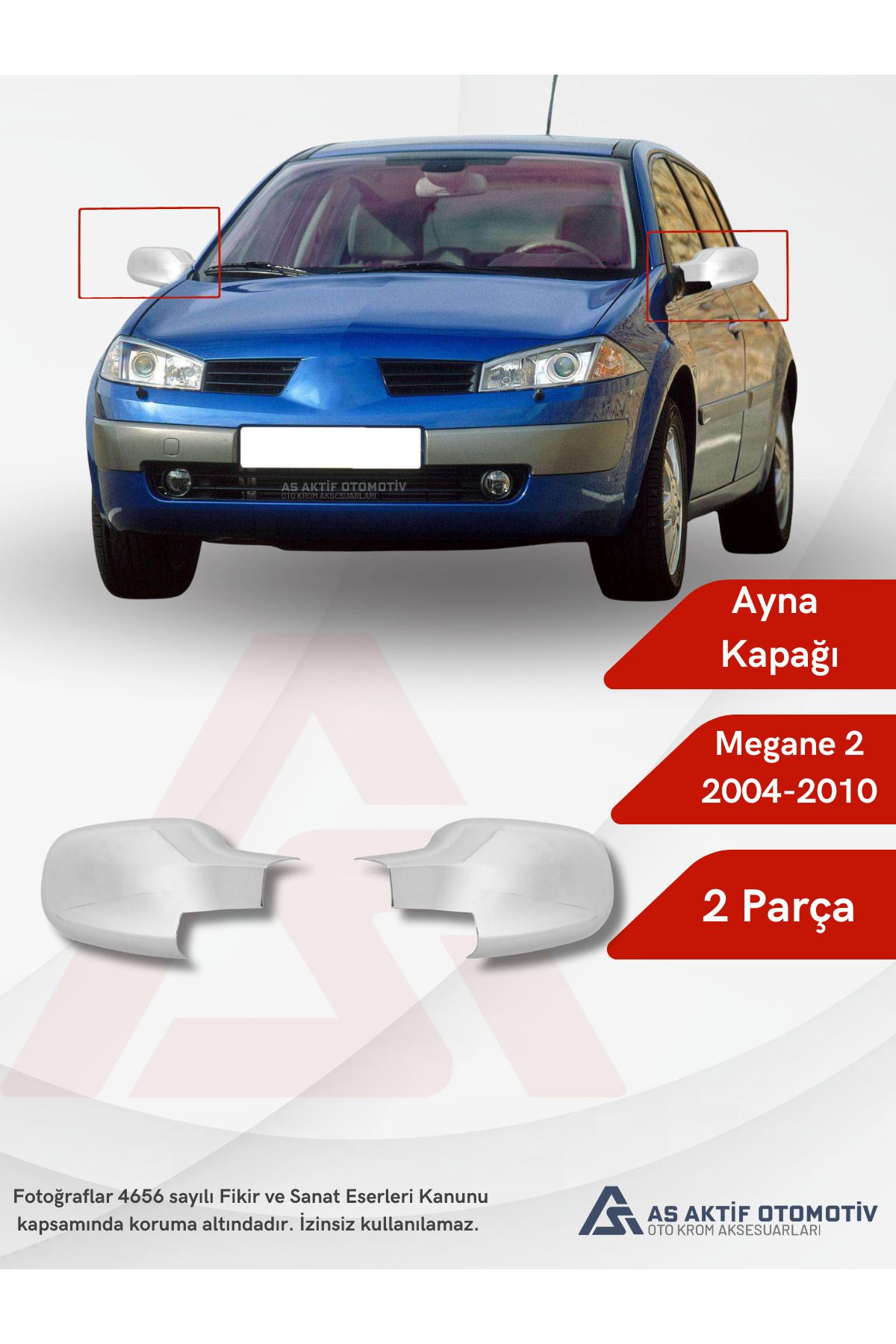 Renault Megane 2 HB 5D/3D/SD/SW Ayna Kapağı 2 Parça 2004-2010 Abs Krom