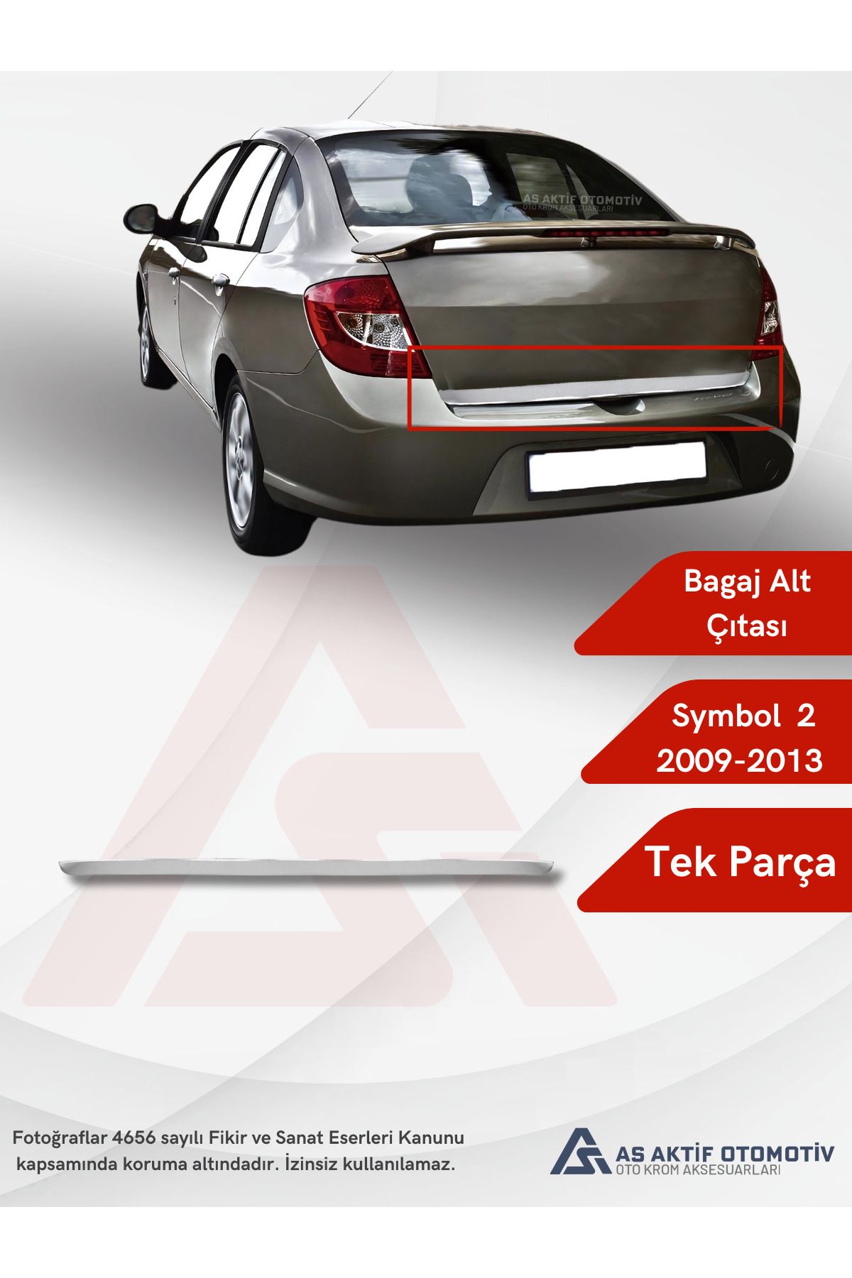 Renault Symbol 2 SD Bagaj Alt Çıtası 2009-2013 Krom Paslanmaz Çelik