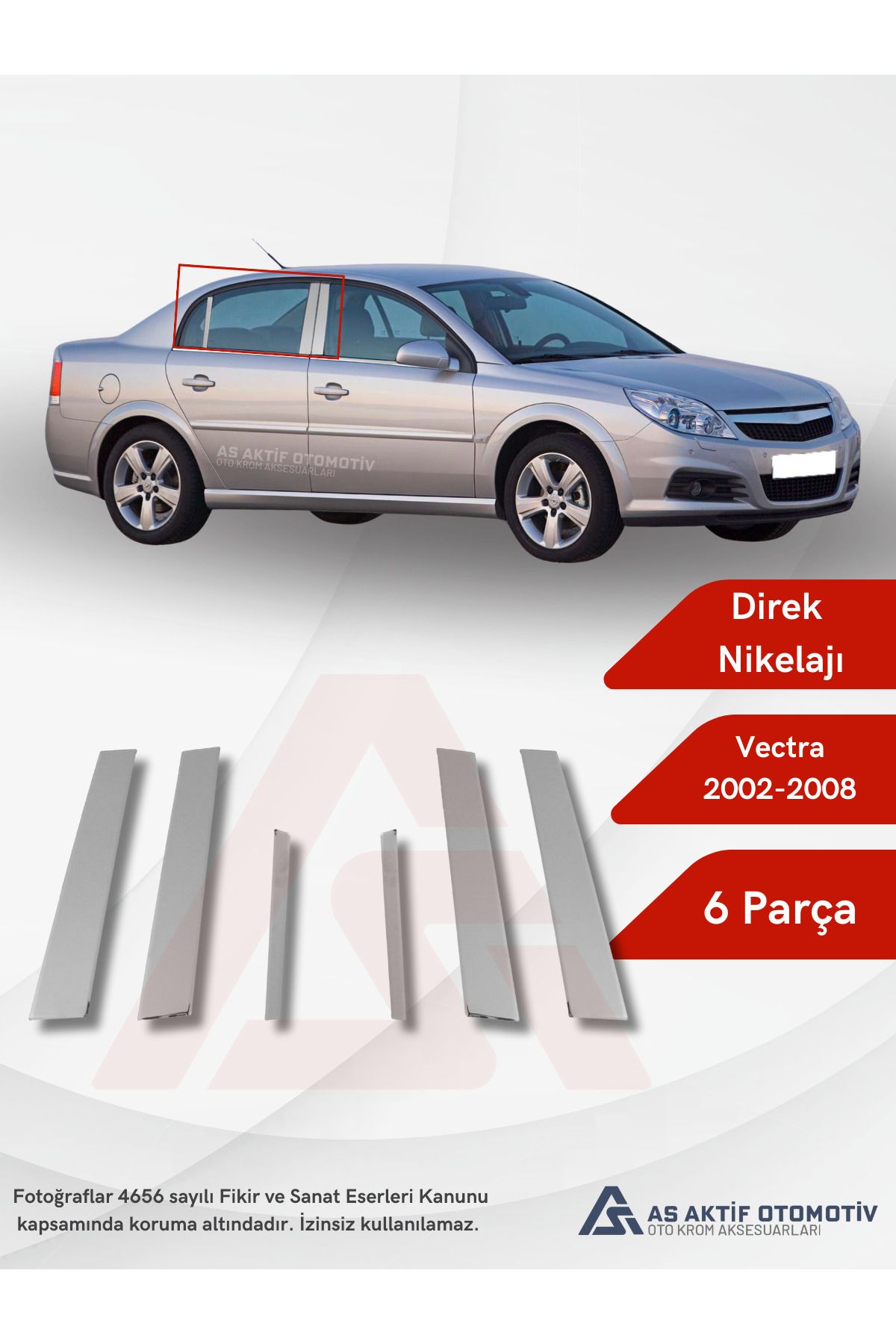 Opel Vectra C SW/SD Direk Nikelajı 6 Parça 2002-2008 Krom Paslanmaz Çelik