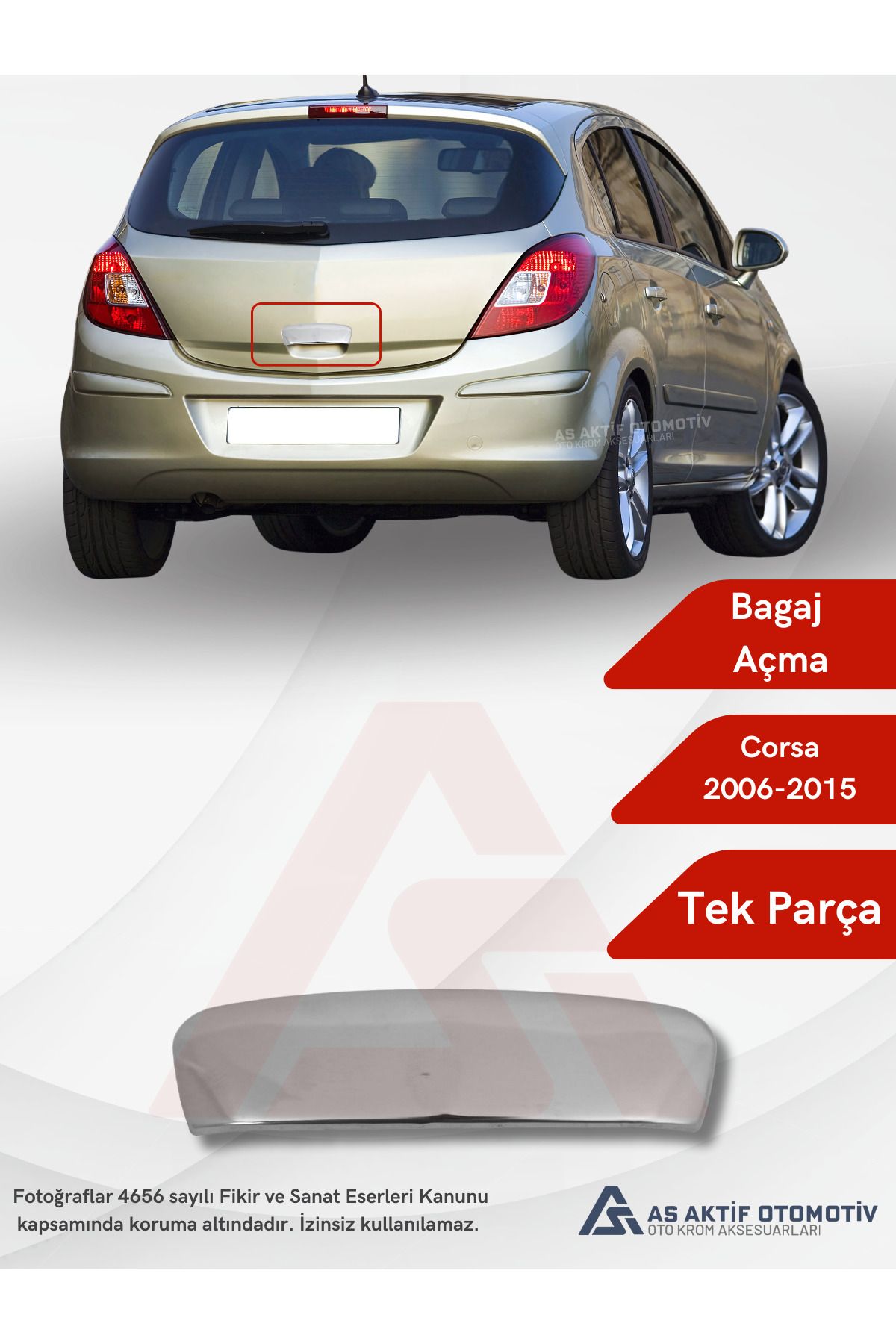 Opel Corsa D HB 5D Bagaj Alt Çıtası 2006-2015 Krom Paslanmaz Çelik