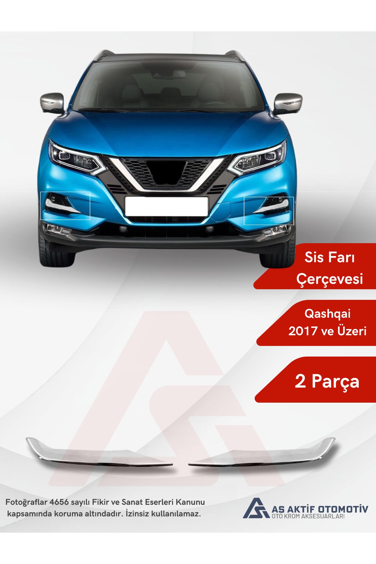 Nissan Qashqai Suv Sis Çerçevesi 2 Parça 2017 ve Üzeri Krom Paslanmaz Çelik