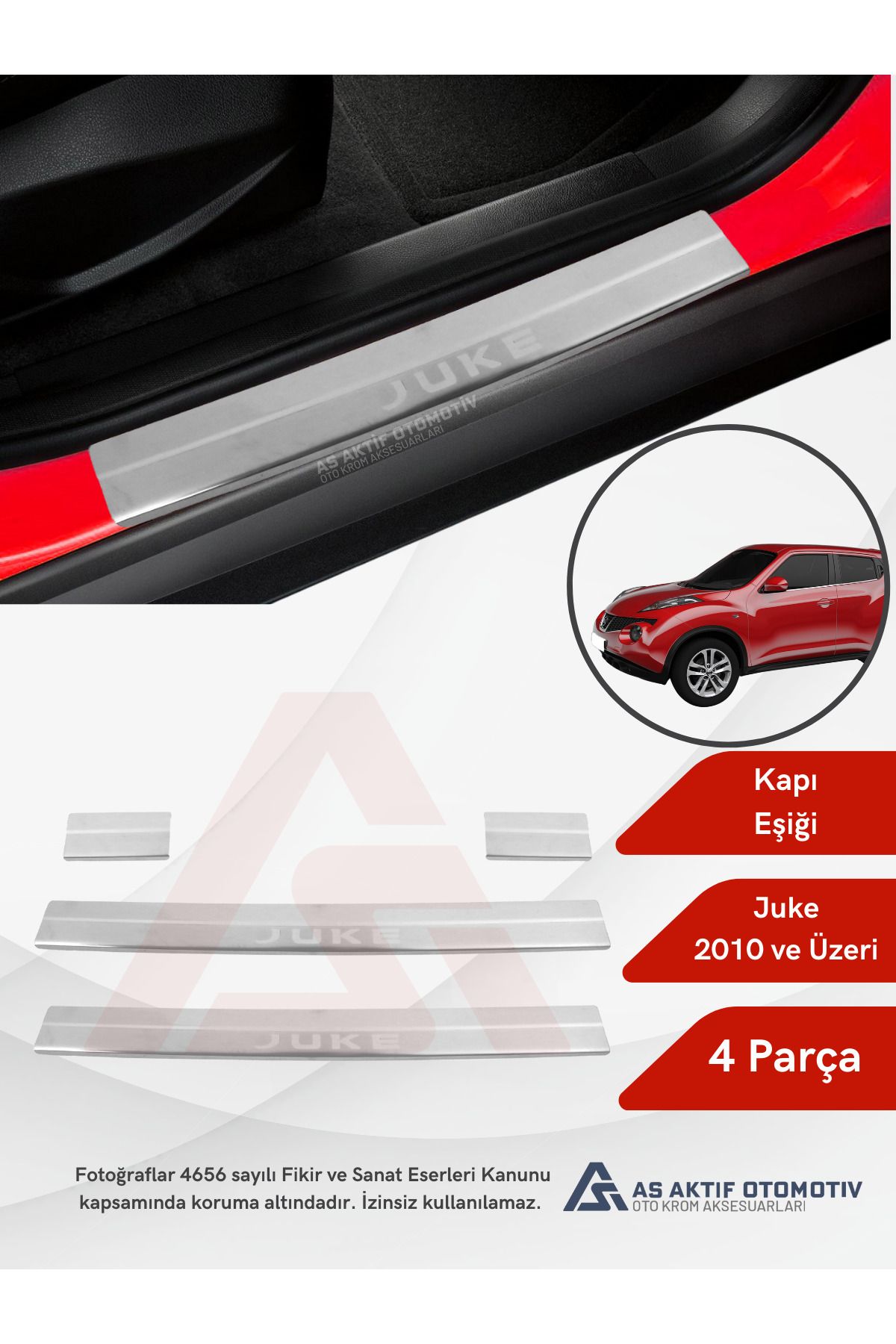 Nissan Juke Suv Kapı Eşiği 2 Parça 2010 ve Üzeri Krom Paslanmaz Çelik
