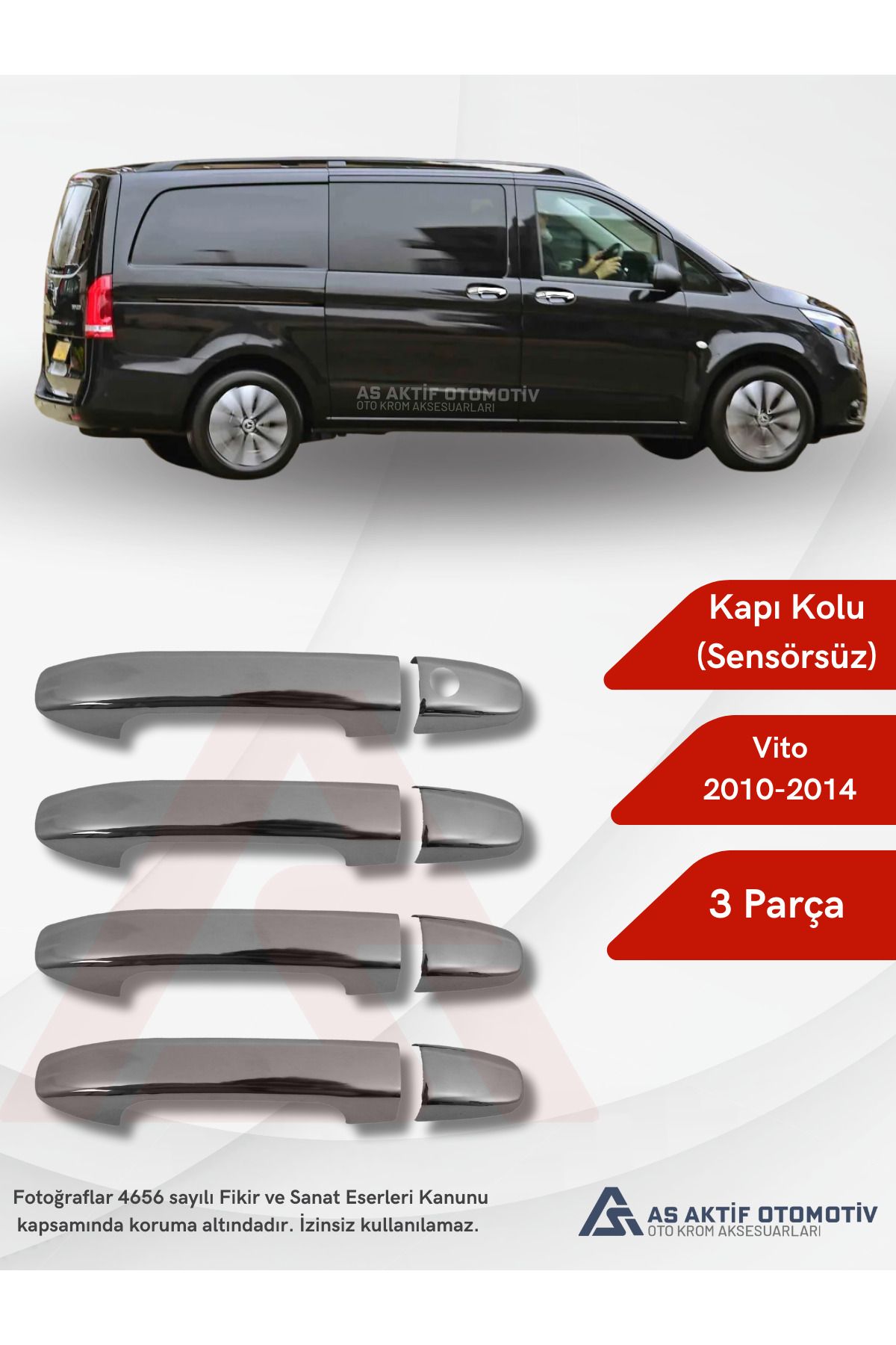 Mercedes Vito W447 Van Kapı Kolu 4 Parça 2014 ve Üzeri Krom Paslanmaz Çelik