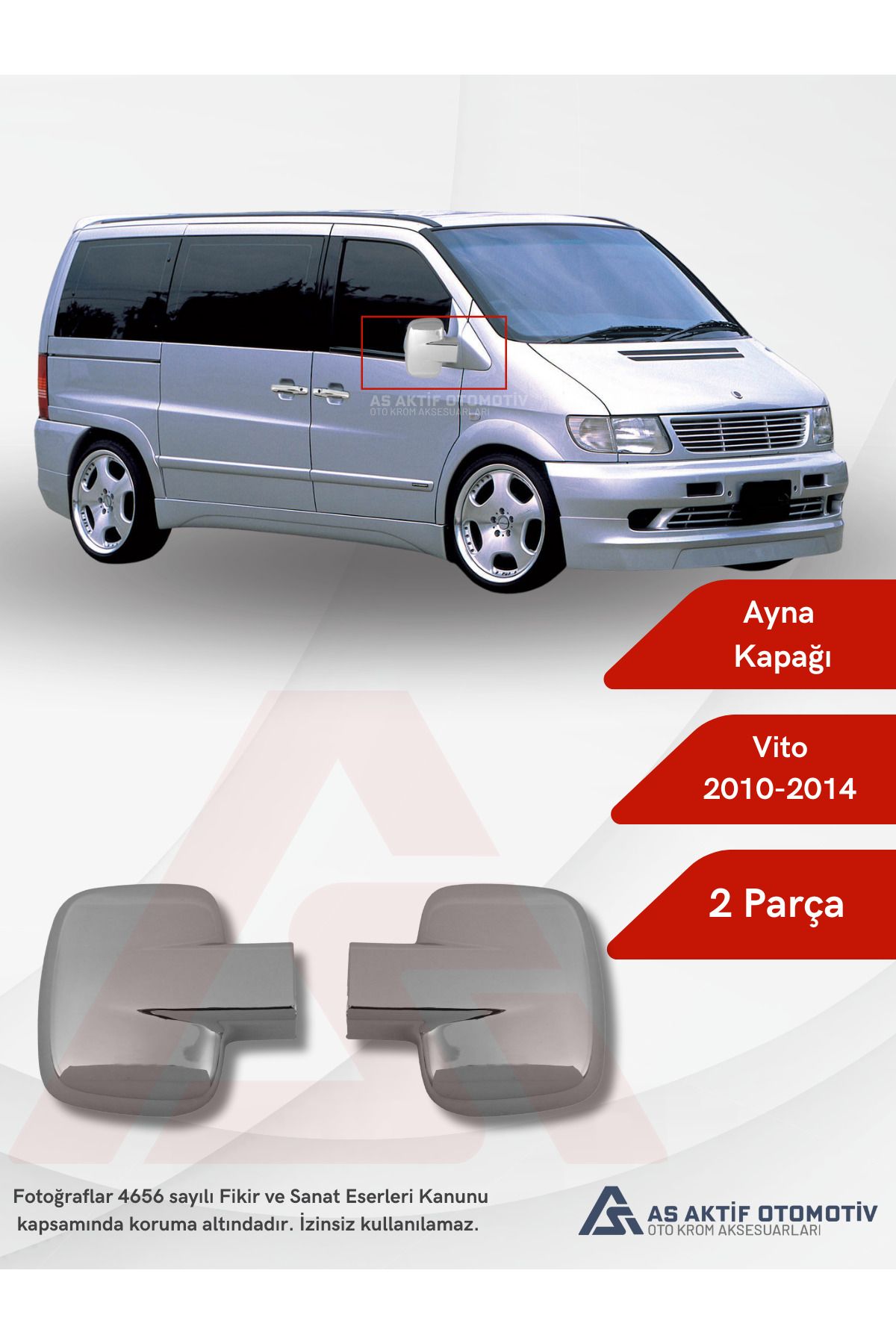 Mercedes Vito W638 Van Ayna Kapağı 2 Parça 1996-2003 Abs Krom