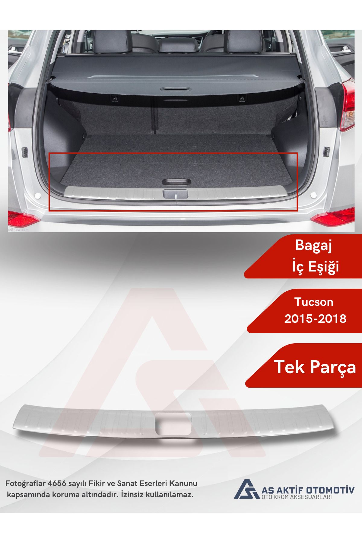 Hyundai Tucson Suv Bagaj İç Eşiği 2015-2018 Krom Paslanmaz Çelik