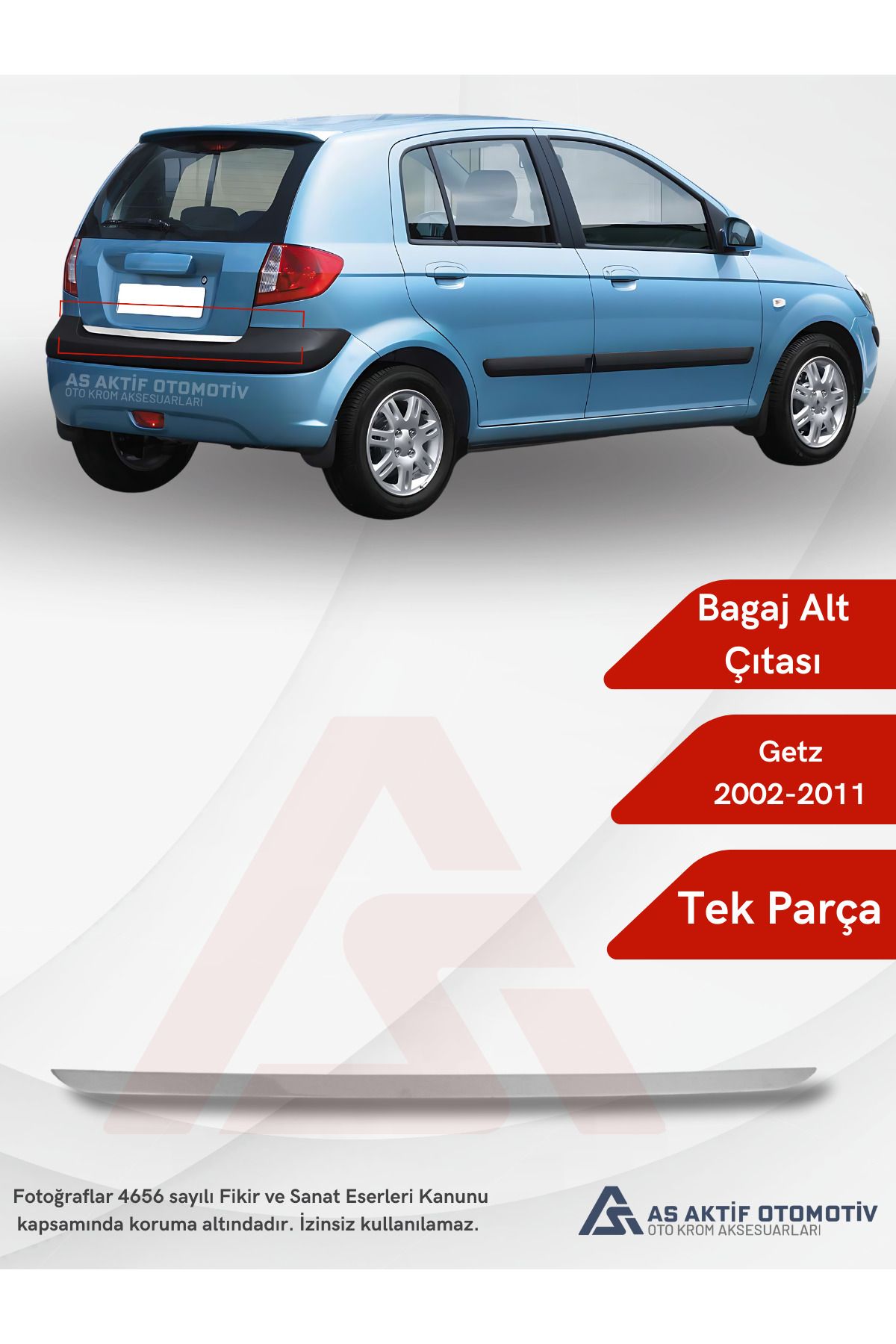 Hyundai Getz HB 5D Bagaj Alt Çıtası 2002-2011 Krom Paslanmaz Çelik